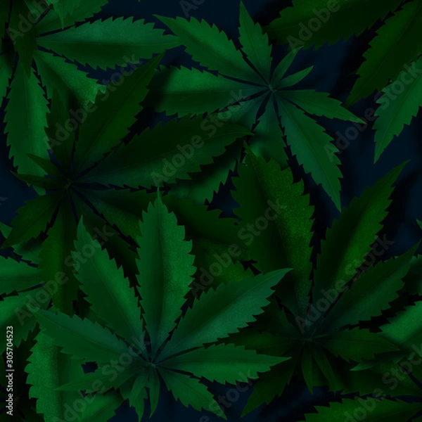 Fototapeta Cannabis Pattern, 3D Effect