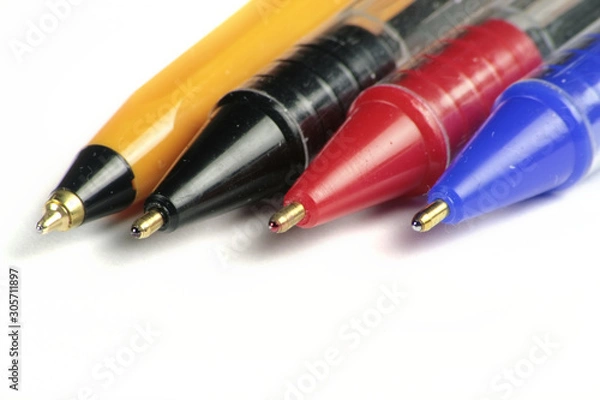 Fototapeta four different coloured ball point pens