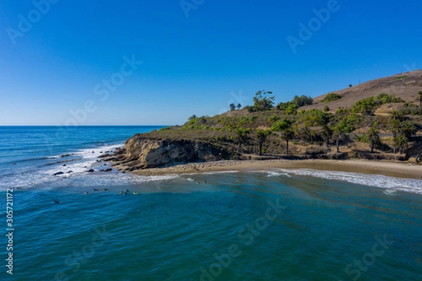 Obraz Aerial view of Refugio State Park Beach in California 