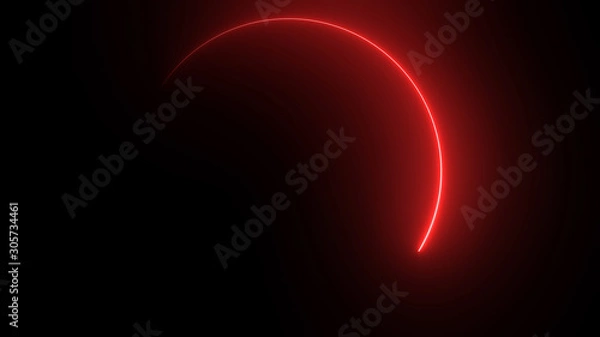 Fototapeta 3D rendering of an abstract bright neon round frame. Laser technology background design