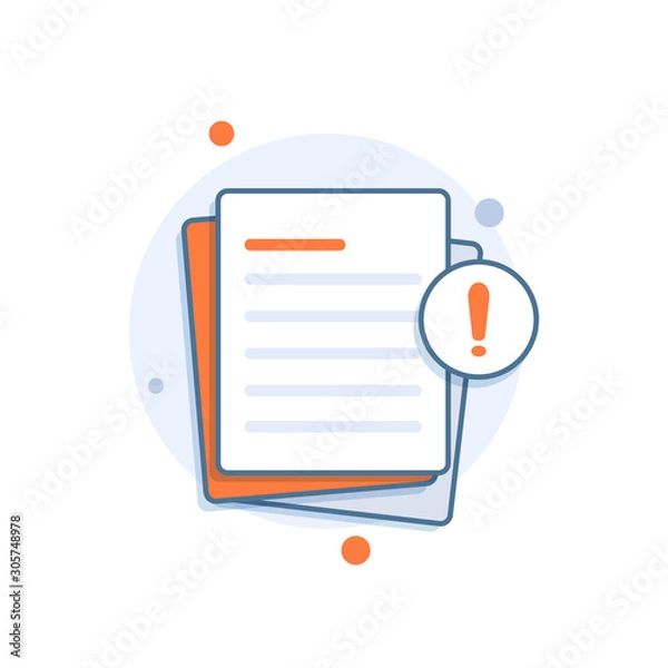 Fototapeta Document with alert or error notification bubble
