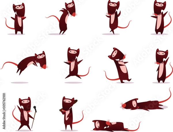 Fototapeta Classic Rat mouse. Chinese New Year. Year of the rat. Lucky rat vector illustration
