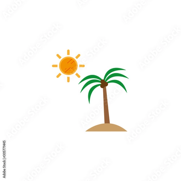 Fototapeta tree palm in the beach flat style icon