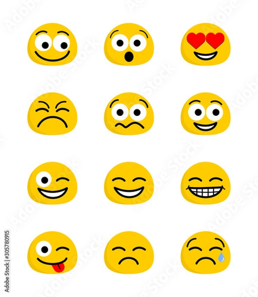 Obraz Emoticons faces vector collection set
