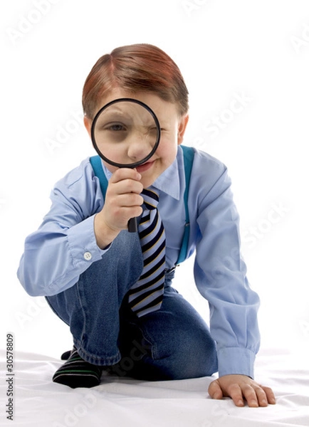 Obraz Young boy with magnifer