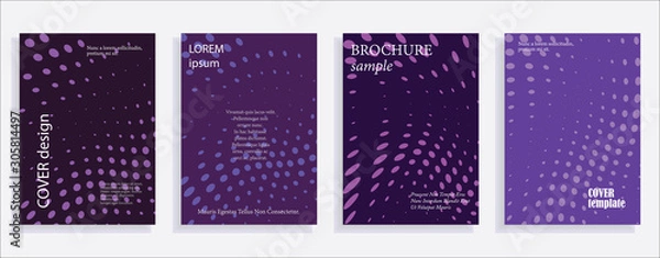 Fototapeta Minimalistic cover design templates. Set of layouts for covers of books, albums, notebooks, reports, magazines. Line halftone gradient effect, flat modern abstract design. Geometric mock-up texture.