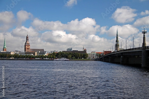 Fototapeta Riga panorama from the opposite side of the river