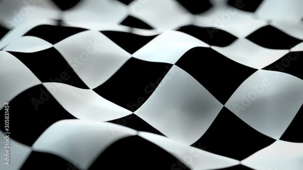 Fototapeta Finish Flag Detail with Depth of Field Effect - 3D Illustration