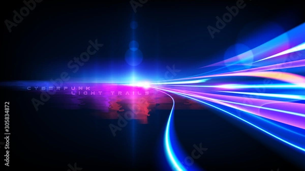 Obraz Cyberpunk Light Trails Effect in Vector