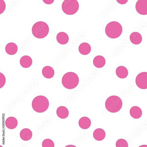 Obraz Bubbles Bubble pink polkadots on a white background, seamless vector repeat, surface pattern design