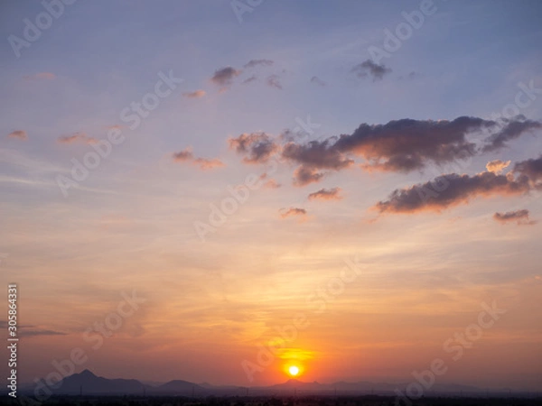 Fototapeta Beautiful sunset sky and clouds in the evening.
