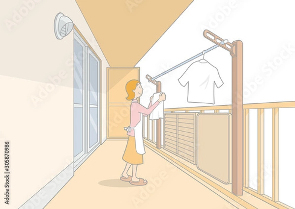 Obraz ベランダイラスト