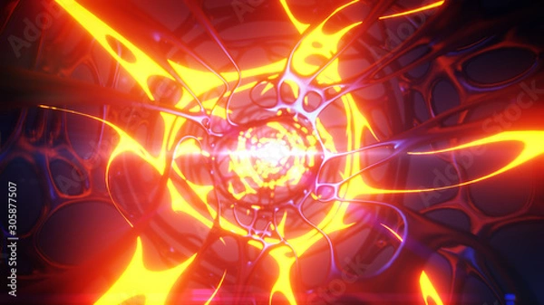 Fototapeta Abstract 3d illustration background. sci-fi futuristic tunnel traffic