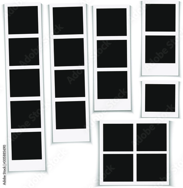 Fototapeta Retro photo frame on isolated background. Realistic temlate for photo booth. Collection instant photo. Your family memories. Vector illustration.