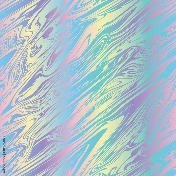 Fototapeta Rainbow striped marble variegated bleed ink holographic pearlescent opalescent geometric seamless repeat vector pattern swatch.