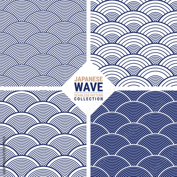 Obraz Japanese wave seamless pattern collection