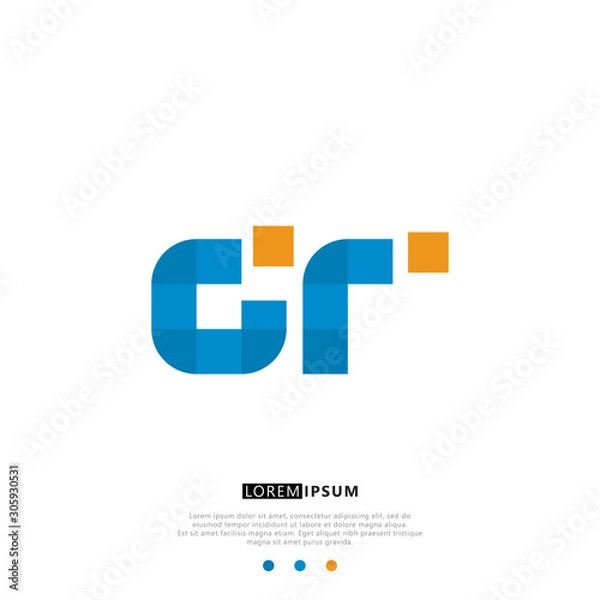 Obraz GR G R Logo Monogram with Blue and yellow Colors. modern letter logo design