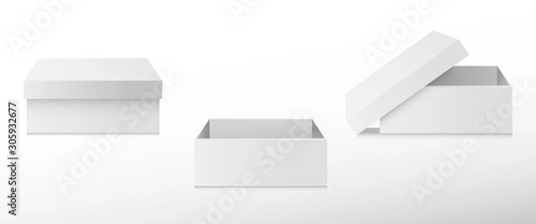 Fototapeta A set of open and closed boxes in different angles.