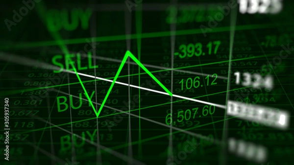 Fototapeta Abstract Green Finance Data and Number Background. Business & Finance Data Concept