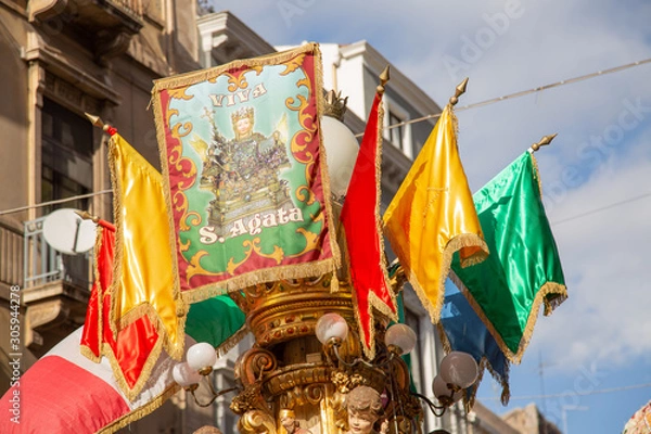 Obraz Catania Sicily, Italy - 4 February 2018. Feast of Saint Agata. Patronal feast in Sicily