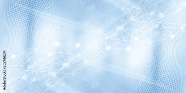 Fototapeta Jasnoniebieski wzór rastra z tapetą w tle ruchu białej linii. Czyste niebieskie tło geometryczne.