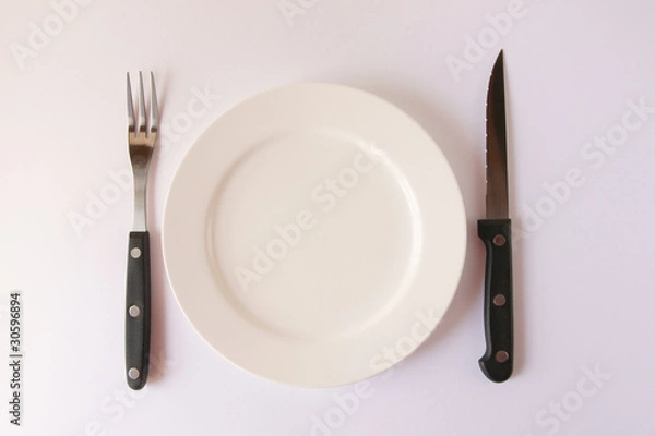 Obraz 皿　ナイフ　フォーク　食卓　ハイアングル　食事