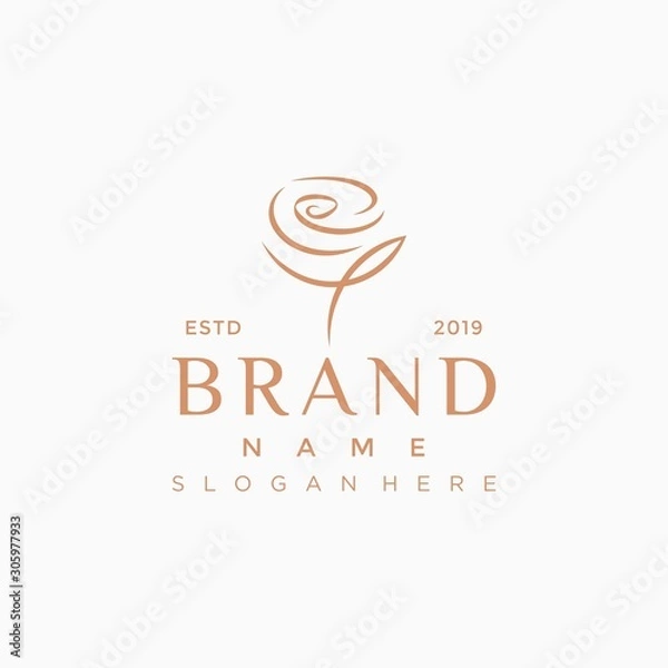 Fototapeta Red rose logo template Vector illustration