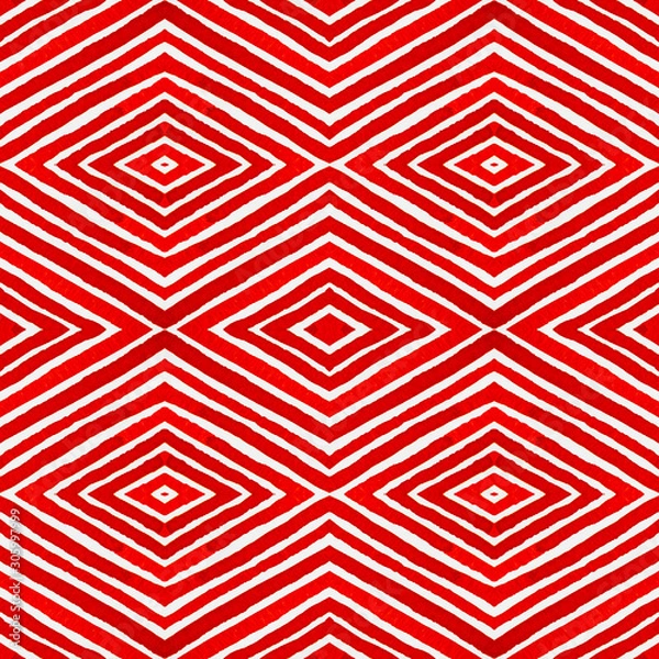 Fototapeta Wine red Geometric Watercolor. Amazing Seamless Pa