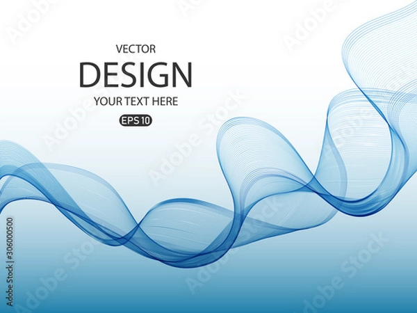 Obraz Dynamic blue wave on white background. Background for banner, flyer, leaflet, booklet.