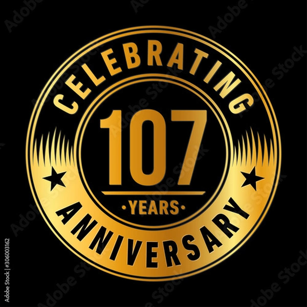 Fototapeta 107 years anniversary celebration logo template. One hundred and seven years vector and illustration.