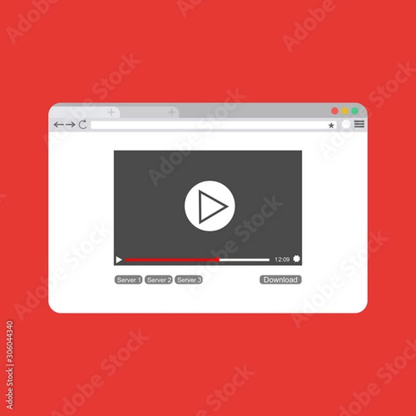 Fototapeta Video Streaming Vector Icon. Play video online mock up. Vector illustration.