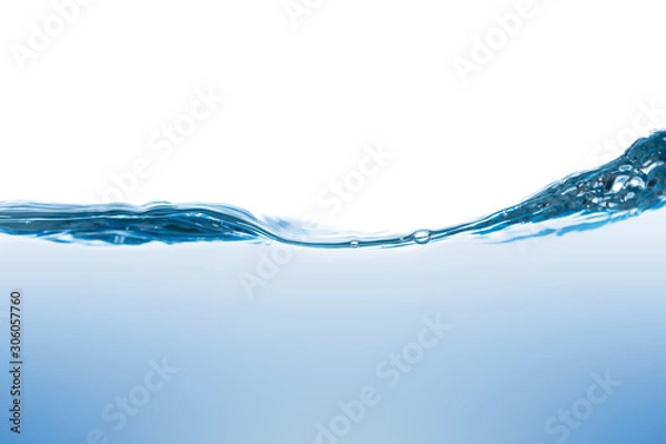 Fototapeta Water splash Aqua flowing in waves and creating bubbles Drops on the water surface feel fresh and clean isolated on white background