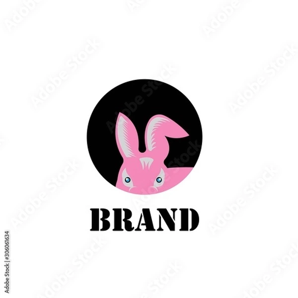 Obraz Rabbit silhouette logo, flat design. Vector Illustration