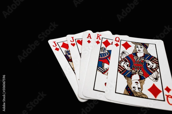 Fototapeta euchre diamond hand on black background