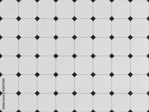 Obraz White and black square seamless tile texture for floor and walls