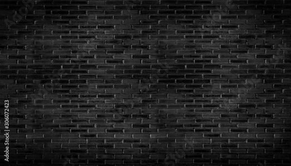 Obraz Abstract black brick wall pattern background and black backdrop, Blank copy space.