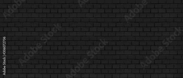 Fototapeta Abstract black brick wall pattern background and black backdrop, Blank copy space.