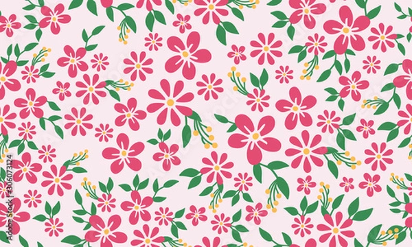 Fototapeta Seamless floral pattern with abstract leaf flower.