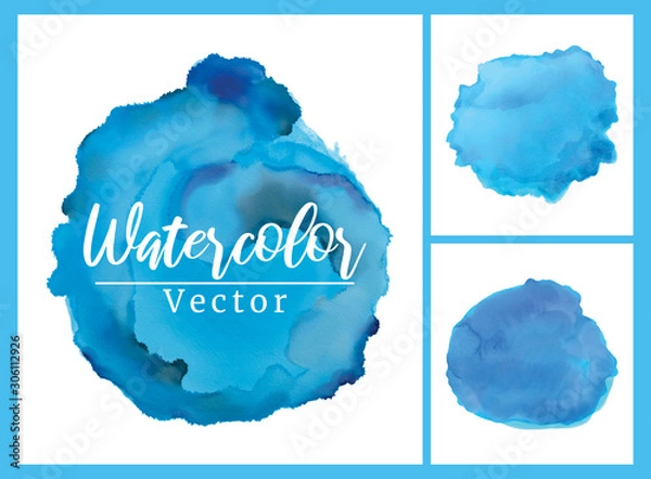 Obraz Set of Blue Abstract Watercolor Background