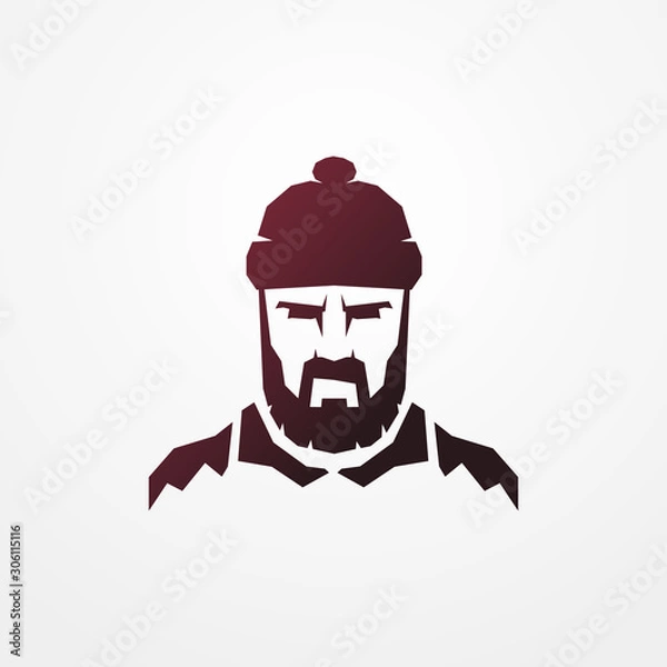 Fototapeta Bearded lumberjack worker man vector logo image