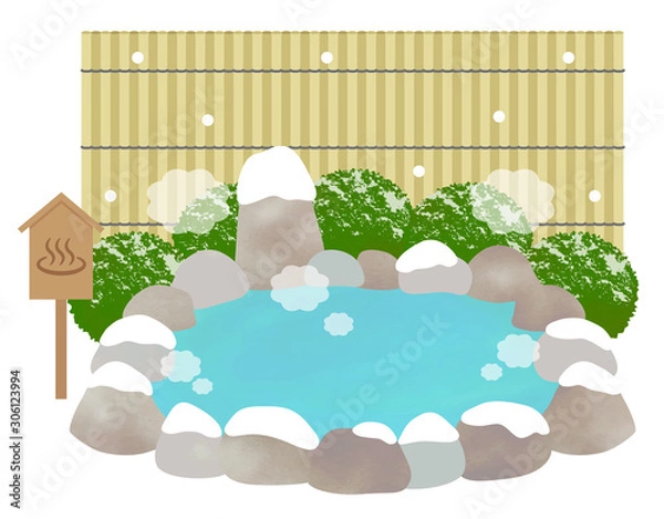 Obraz 温泉　冬　露天風呂