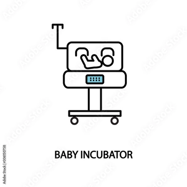 Obraz Baby incubator line icon. Neonatal intensive care unit. Premature