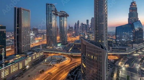 Fototapeta Aerial view of new and tall buildings Timelapse