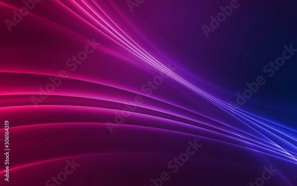 Obraz Dark abstract background with neon lines, glow.