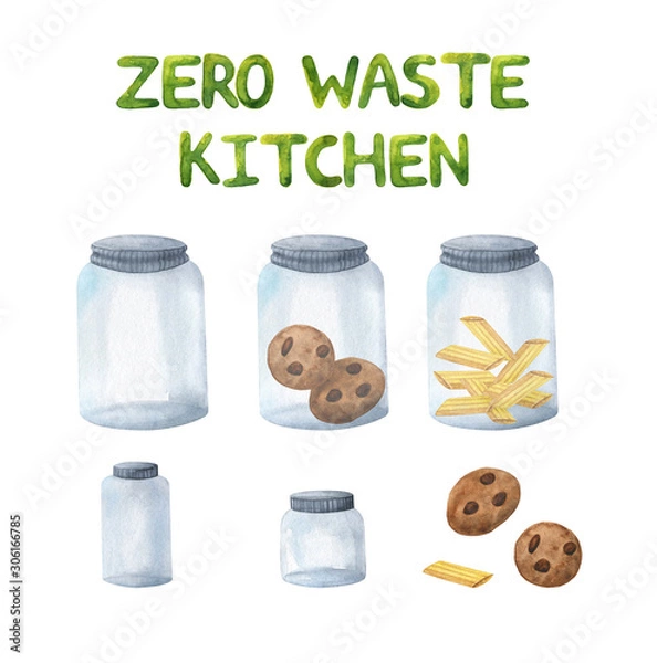Obraz zero waste set. Green kitchen