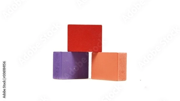 Fototapeta Wood block or cubes on white background