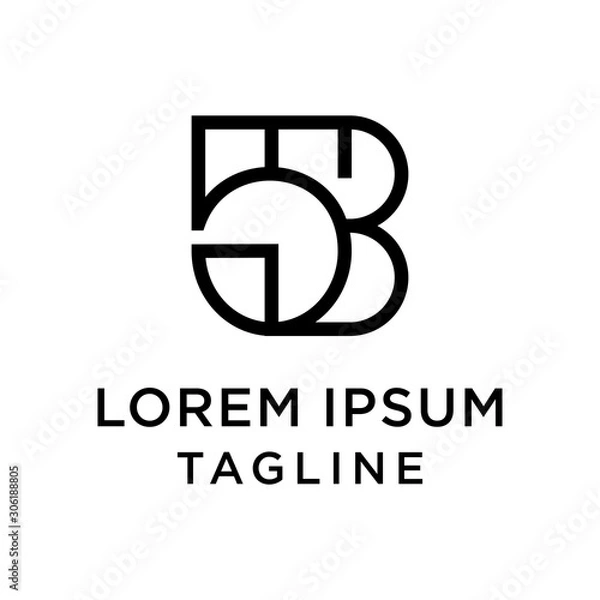 Fototapeta initial letter logo 5B, B5 logo template