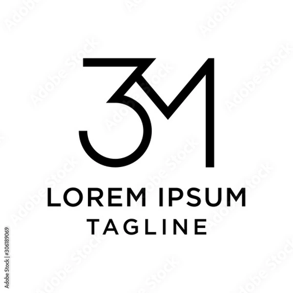 Fototapeta initial letter logo 3M, M3 logo template
