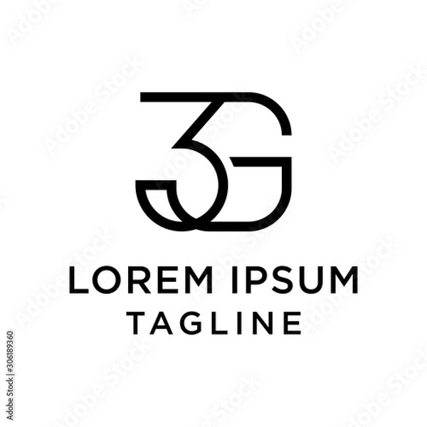 Fototapeta initial letter logo 3G, G3 logo template 