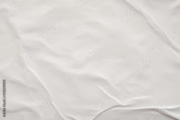 Fototapeta Blank white crumpled and creased paper poster texture background